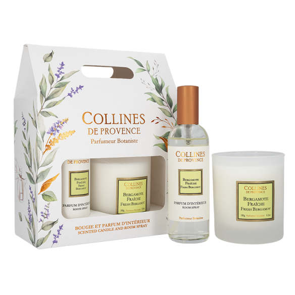 Candle 180g & Home Fragrance Gift Set - Fresh Bergamot