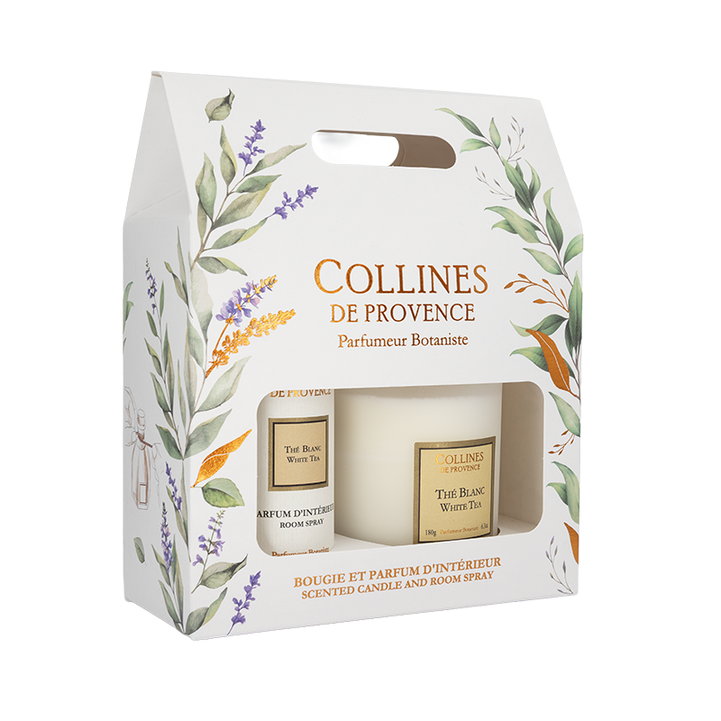Candle 180g & Home Fragrance Gift Set - White Tea