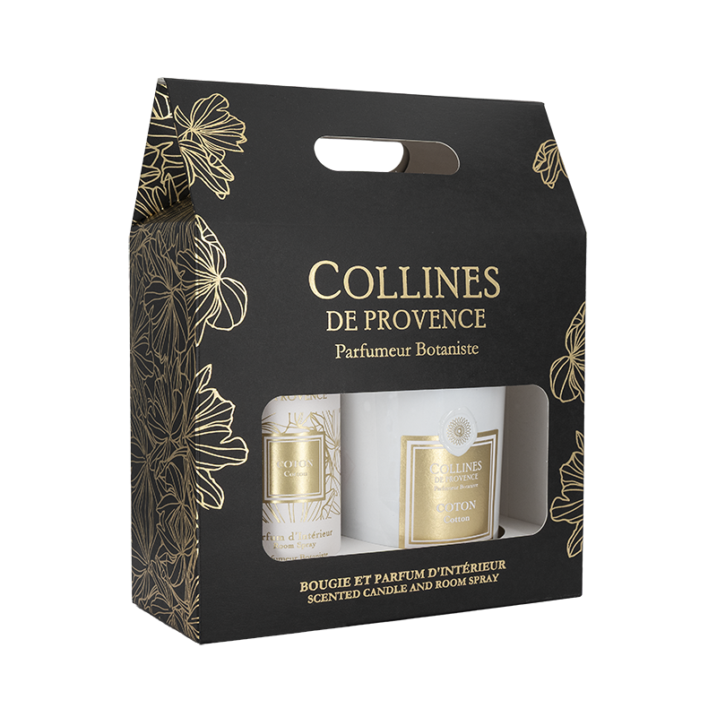 Kerze 180 g & Raumduft-Geschenkset – Baumwolle