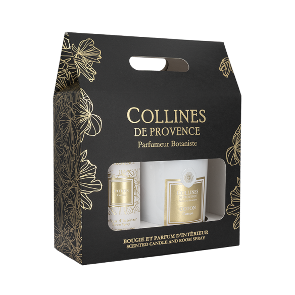 Candle 180g & Home Fragrance Gift Set - Cotton