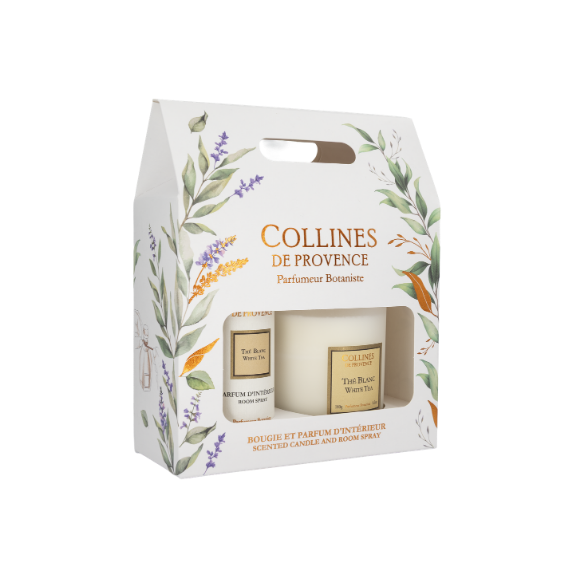 Candle 180g & Home Fragrance Gift Set - White Tea