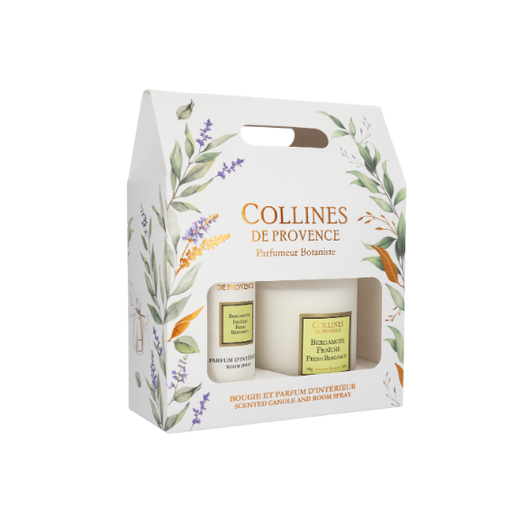 Coffret Bougie 180g & Parfum d'intérieur - Bergamote Fraîche